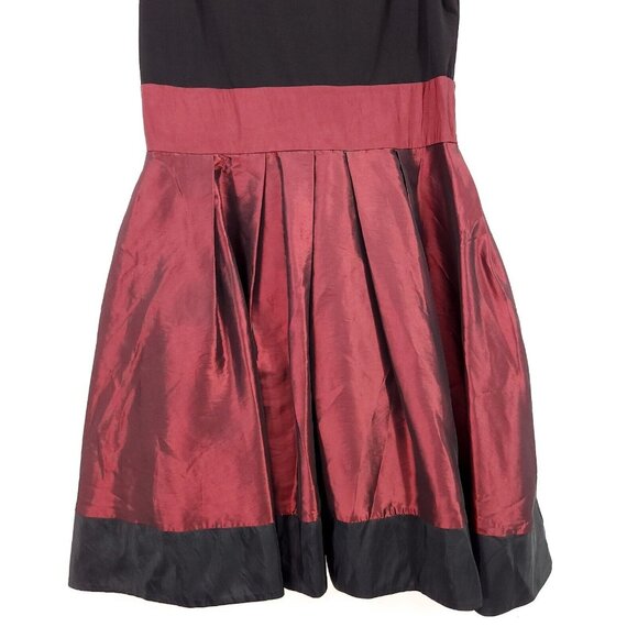 SL Fashions Party Dress Size 12 Pleated Pockets Red Black Sleeveless Open Back - Picture 4 of 13